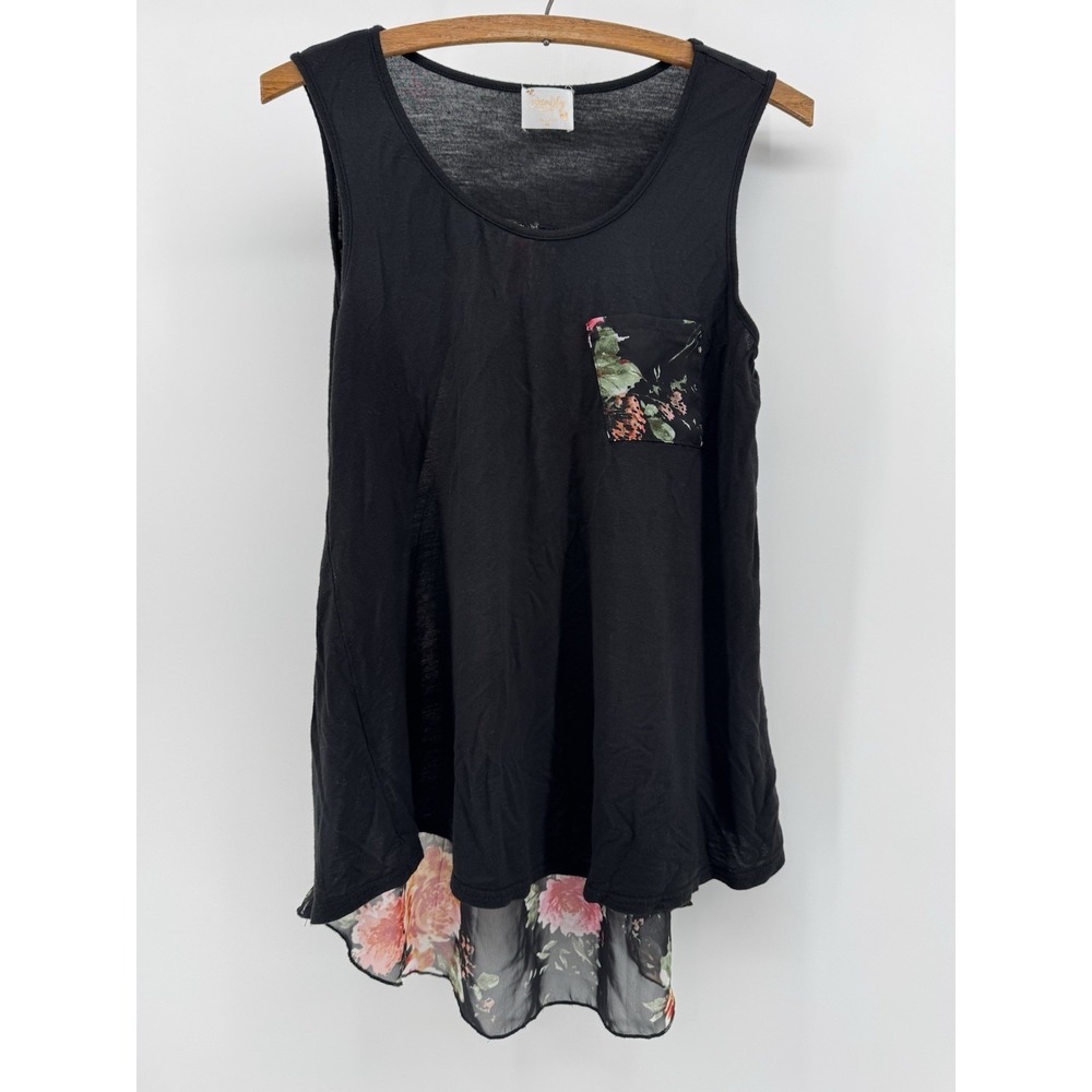 Siren Lily Maternity Floral Sleeveless Blouse Top Black Pink Sheer Size‎ Medium